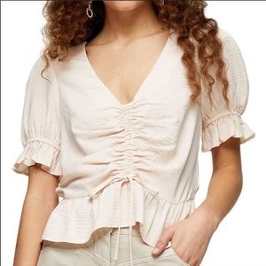 Margot Rouched Blouse in Blush from Top Shop